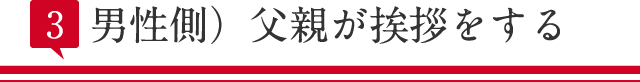 男性側）父親が挨拶をする